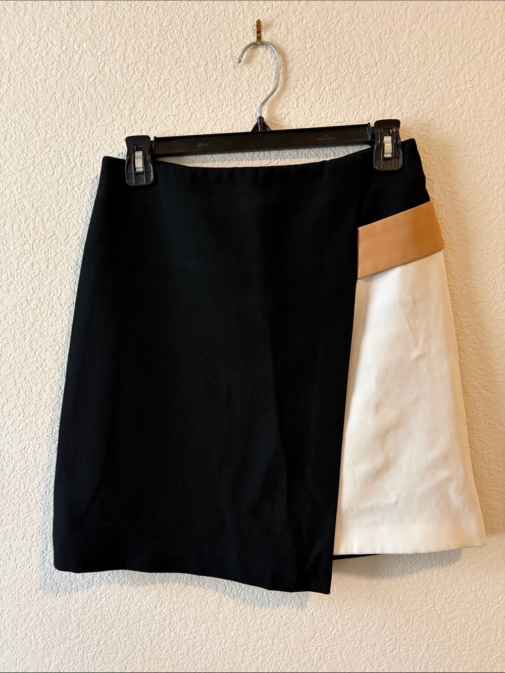 Zara Black, White & Tan Colorblock Mini Skirt